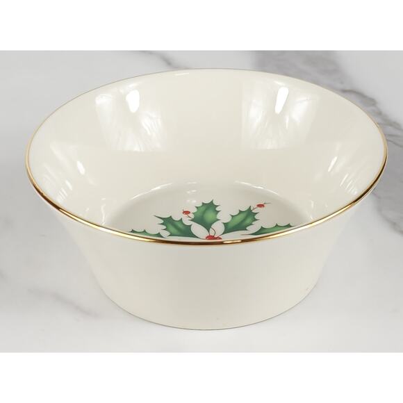 Lenox Holiday Round Joy Dish Serving Bowl 4 1/2" Gold Trim 20s New w/ Box Vtg - Picture 5 of 12